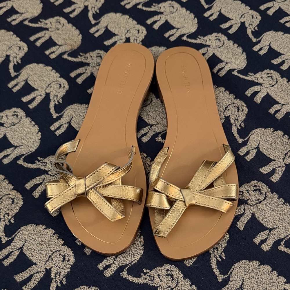 Sarah Flint Mirjana Gold Slide Sandals, Size 41
